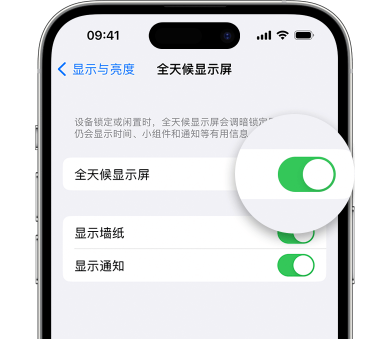 黑河苹果15预约维修分享iPhone15如何设置全天候显示屏幕可见 